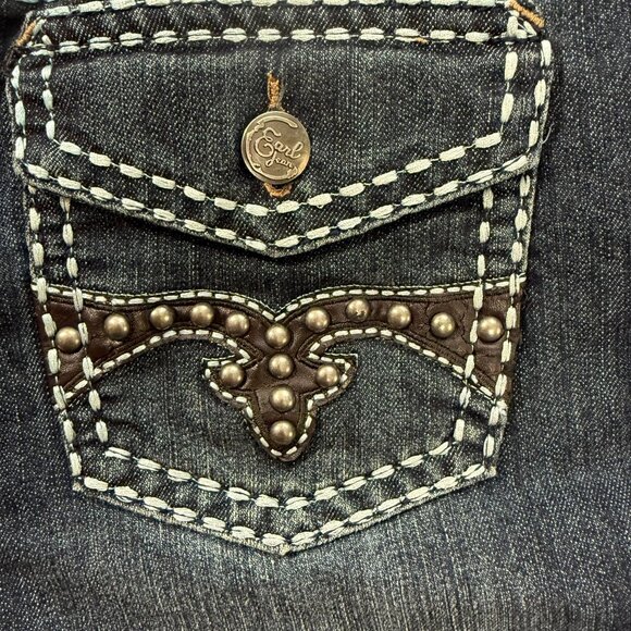 Earl Jean Shorts Womens 12 Embroidered Studded Western Cuffed Dk Wash Denim 32x4 - Picture 8 of 10